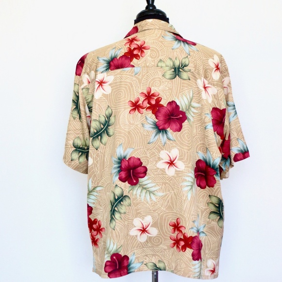 NEW! Banana Cabana 100% Silk Shirt Short Sleeve Button Front Tropical XL - Picture 3 of 5